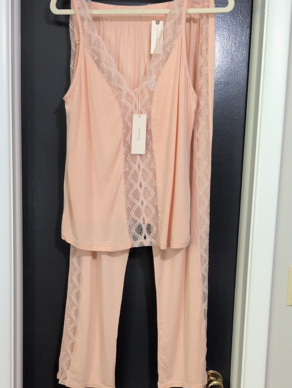 NWT Eberjey Georgina Spanish Villa Lace-Trim Camisole & Long Pant Set